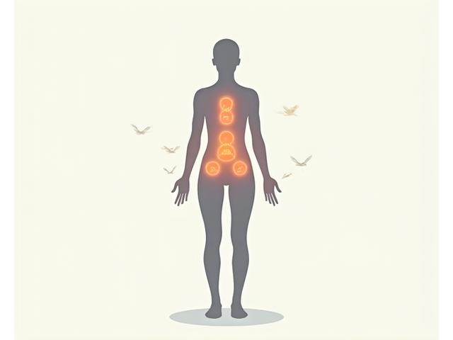 Illustration of a person showing various body changes over time, highlighting areas like joints, muscles, and posture for fitness after 35.