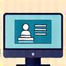 Icon representing expert-led webinars with a presenter and audience members