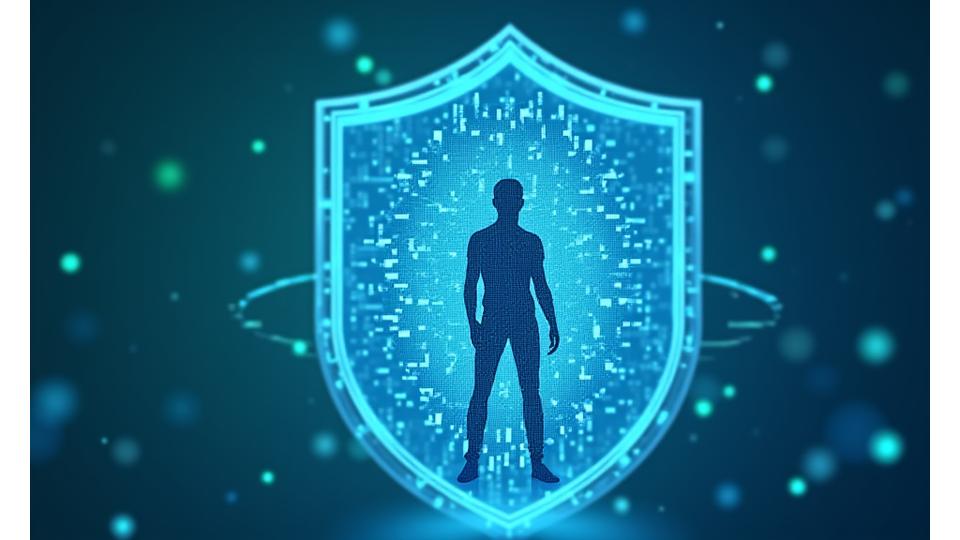 Illustration of secure data flow and protection, representing Power Loom Health's commitment to user privacy.