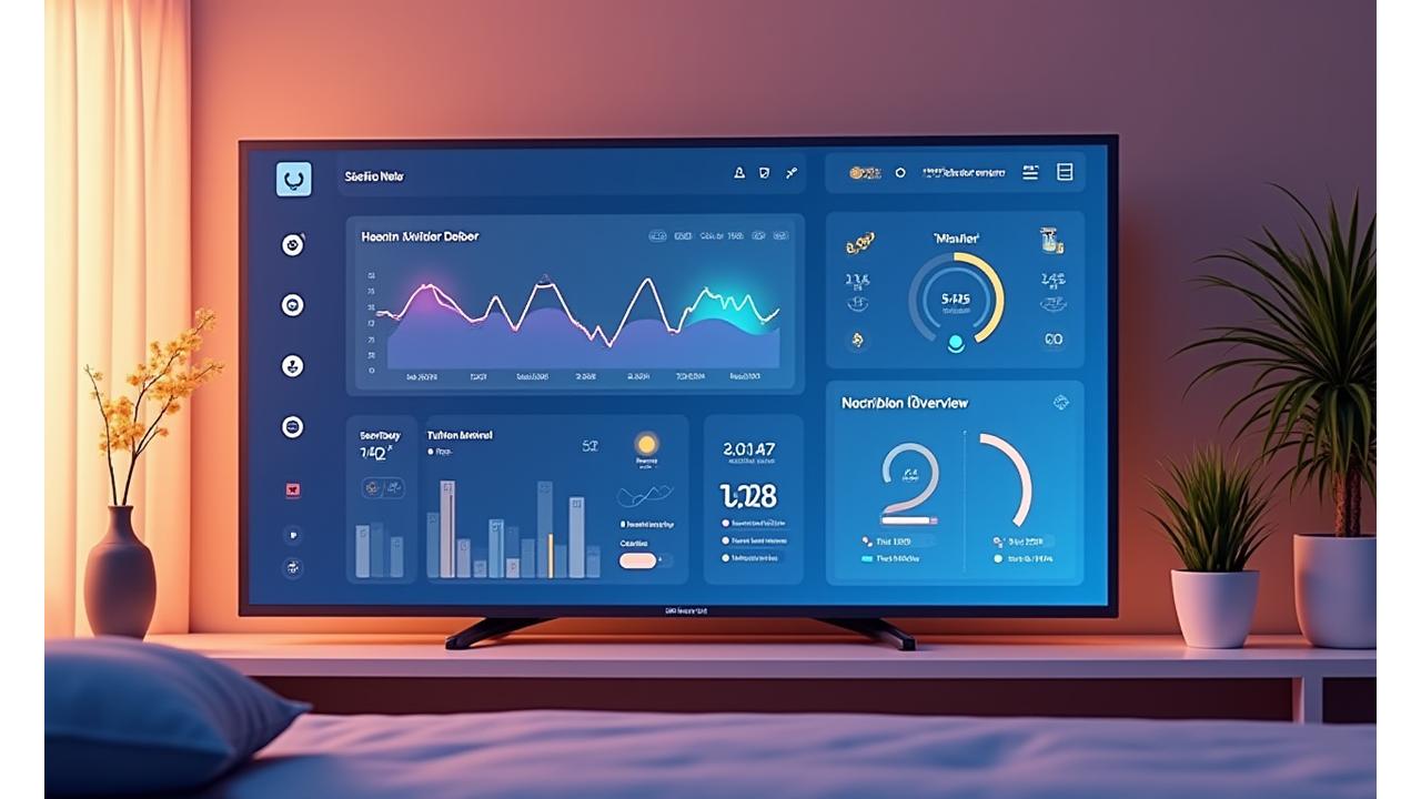 Comprehensive wellness dashboard displaying real-time health metrics including heart rate, sleep cycles, activity levels, and nutrition data with interactive charts and alerts.